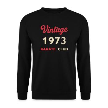 Vintage 1973 – Karate Club Retro Geburtsjahr - Unisex Pullover - Schwarz - Vorne - Alina (178cm) & Michal (187cm)