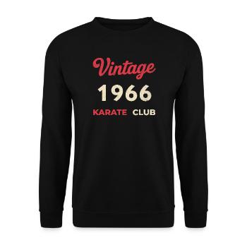 Vintage 1966 – Karate Club Retro Geburtsjahr - Unisex Pullover - Schwarz - Vorne - Alina (178cm) & Michal (187cm)