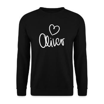 Oliver's Name with O Boy's Name Birth Baby Shower - Unisex Sweatshirt - black - Front - Alina (178cm) & Michal (187cm)
