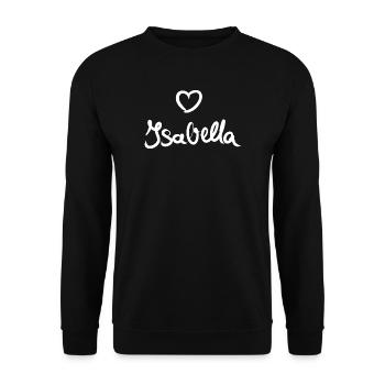 Isabella Name mit I Mädchenname Geburt Baby Shower - Unisex Pullover - Schwarz - Vorne - Alina (178cm) & Michal (187cm)