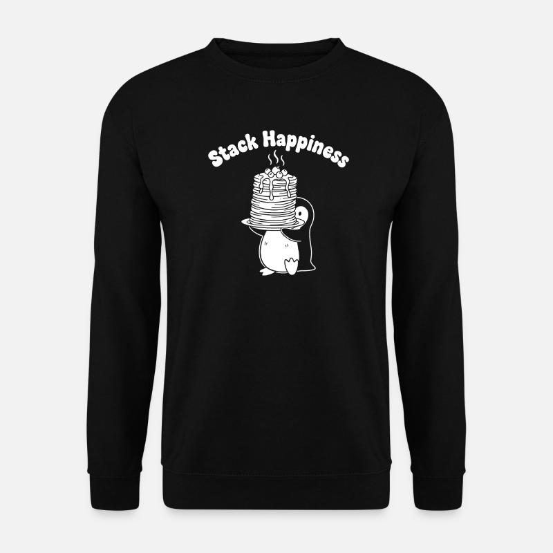 Pinguin Stackt Kuchenfreude - Unisex Pullover - Schwarz