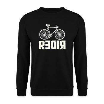 RIDER motif with reversed R - Funny Biker - Unisex Sweatshirt - black - Front - Alina (178cm) & Michal (187cm)