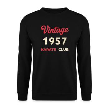 Vintage 1957 – Karate Club Retro Geburtsjahr - Unisex Pullover - Schwarz - Vorne - Alina (178cm) & Michal (187cm)
