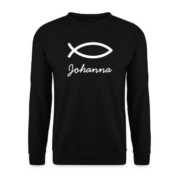 Johanna christlicher Name mit J Mädchenname Taufe - Unisex Pullover - Schwarz - Vorne - Alina (178cm) & Michal (187cm)