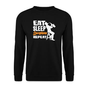 Saxophone Eat Sleep Répétition Saxophoniste - Sweat-shirt Unisexe - noir - Devant - Alina (178cm) & Michal (187cm)