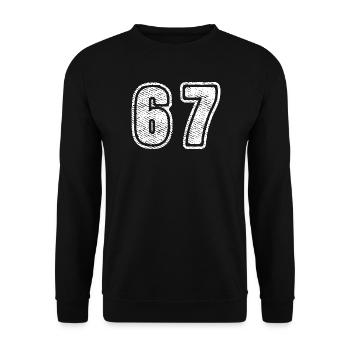 67 Number Number Large Font Vintage Number Design - Unisex Sweatshirt - black - Front - Alina (178cm) & Michal (187cm)