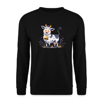 Lustige Kuh mit Glocke - Unisex Pullover - Schwarz - Vorne - Alina (178cm) & Michal (187cm)