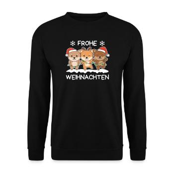 Joyeux Noël Shiba Inu Chiens de la veille de Noël - Sweat-shirt Unisexe - noir - Devant - Alina (178cm) & Michal (187cm)