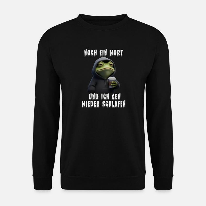 Grumpy Frosch mit Kaffee Cartoon - Unisex Pullover - Schwarz