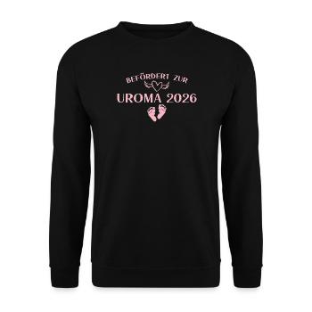 Urgroßeltern 2026 Befördert zur Uroma - Unisex Pullover - Schwarz - Vorne - Alina (178cm) & Michal (187cm)