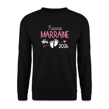 Future Godmother 2026 Pregnancy Announcement - Unisex Sweatshirt - black - Front - Alina (178cm) & Michal (187cm)