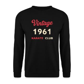 Vintage 1961 – Karate Club Retro Geburtsjahr - Unisex Pullover - Schwarz - Vorne - Alina (178cm) & Michal (187cm)