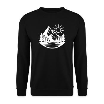 Mountains Landscape Forest Nature - Unisex Sweatshirt - black - Front - Alina (178cm) & Michal (187cm)