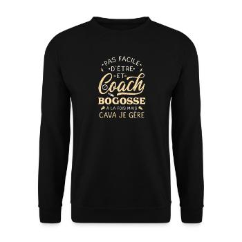 Bogosse Coach Humor Coach - Unisex Pullover - Schwarz - Vorne - Alina (178cm) & Michal (187cm)