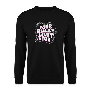 Motivationsspruch: Deine einzige Grenze bist du - Unisex Pullover - Schwarz - Vorne - Alina (178cm) & Michal (187cm)