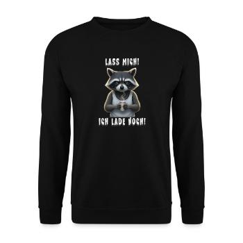 Laisse-moi partir! Je charge toujours – Café raton laveur fatigué - Sweat-shirt Unisexe - noir - Devant - Alina (178cm) & Michal (187cm)