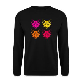 Farbige Füchse  - Unisex Pullover - Schwarz - Vorne - Alina (178cm) & Michal (187cm)
