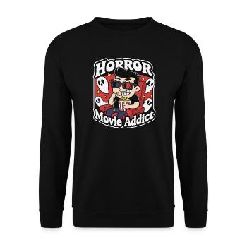 Horror Movie Addict Cartoon - Unisex Sweatshirt - black - Front - Alina (178cm) & Michal (187cm)