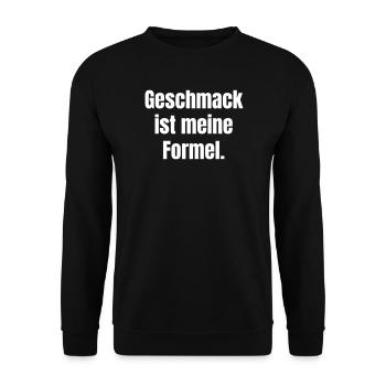 Geschmack ist meine Formel - Unisex Pullover - Schwarz - Vorne - Alina (178cm) & Michal (187cm)