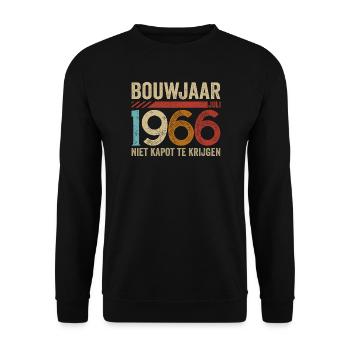 Bouwjaar juli 1966 niet kapot te krijgen - Unisex Sweatshirt - black - Front - Alina (178cm) & Michal (187cm)