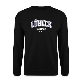 Lübeck, Allemagne, Collège Conception Motif de Ville Ancienne - Sweat-shirt Unisexe - noir - Devant - Alina (178cm) & Michal (187cm)