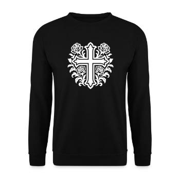 Roses à symbole de croix - Sweat-shirt Unisexe - noir - Devant - Alina (178cm) & Michal (187cm)