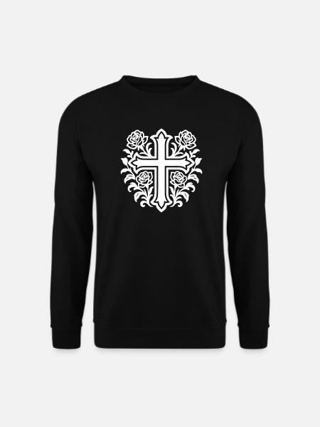 Cross Symbol Roses - Unisex Sweatshirt - black