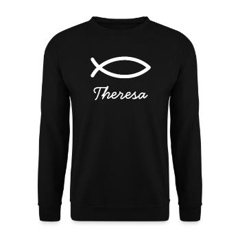 Theresa Christian name with T Girl's name baptism - Unisex Sweatshirt - black - Front - Alina (178cm) & Michal (187cm)