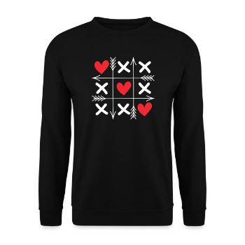 Tic-Tac-Toe-Herzen Süße Passende Paare Valentinstag - Unisex Pullover - Schwarz - Vorne - Alina (178cm) & Michal (187cm)
