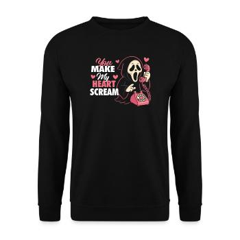 You Make My Heart Scream Cute Funny Valentine Love - Unisex Sweatshirt - black - Front - Alina (178cm) & Michal (187cm)