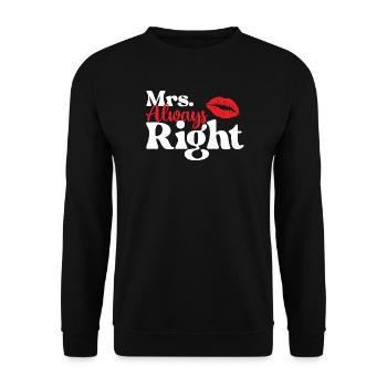 Mrs. Always Right lustiges Valentinstagspaar passt zusammen - Unisex Pullover - Schwarz - Vorne - Alina (178cm) & Michal (187cm)