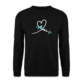 Skifahrer Herz Heartbeat - Unisex Pullover - Schwarz - Vorne - Alina (178cm) & Michal (187cm)