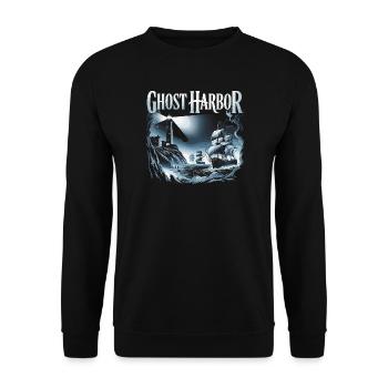  Ghost Harbor Geisterhafen Piraten Schiff und - Unisex Pullover - Schwarz - Vorne - Alina (178cm) & Michal (187cm)