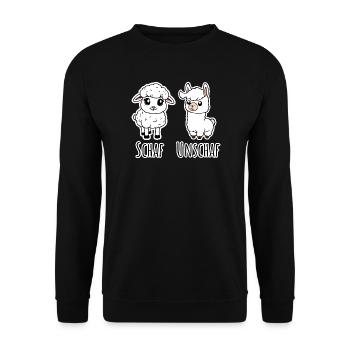 Moutons et pas moutons (Unsheep) - Lama pas moutons - Sweat-shirt Unisexe - noir - Devant - Alina (178cm) & Michal (187cm)