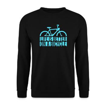La vie est meilleure à vélo. Cyclisme Sport - Sweat-shirt Unisexe - noir - Devant - Alina (178cm) & Michal (187cm)