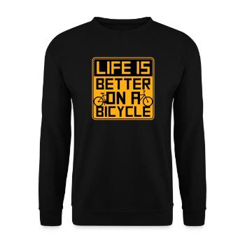 La vie est meilleure à vélo. Cyclisme Sport - Sweat-shirt Unisexe - noir - Devant - Alina (178cm) & Michal (187cm)
