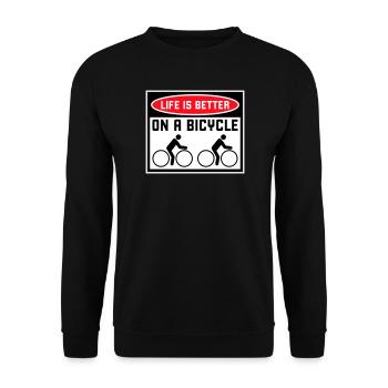 La vie est meilleure à vélo. Cyclisme Sport - Sweat-shirt Unisexe - noir - Devant - Alina (178cm) & Michal (187cm)