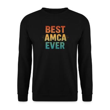 BEST AMCA EVER - Retro Vintage türk Onkle Spruch - Unisex Pullover - Schwarz - Vorne - Alina (178cm) & Michal (187cm)