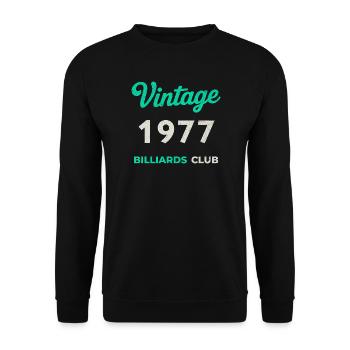 Millésime 1977 – Année de naissance rétro du Billiards Club - Sweat-shirt Unisexe - noir - Devant - Alina (178cm) & Michal (187cm)