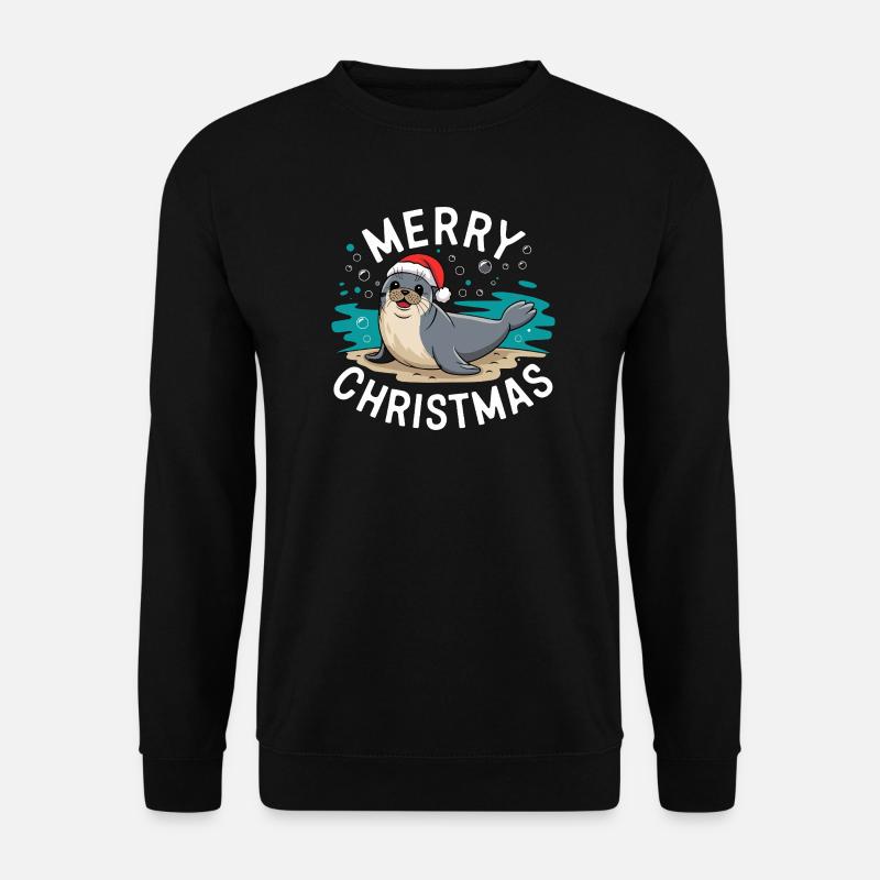 Joyeux Noël Mignon Phoque de Noël - Sweat-shirt Unisexe - noir