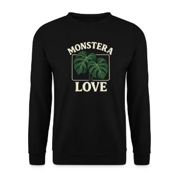 Monstera Love - Unisex Sweatshirt - black - Front - Alina (178cm) & Michal (187cm)