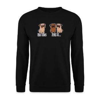 Ein Mops - zwei M? Ja was genau? lustige Hunde! - Unisex Pullover - Schwarz - Vorne - Alina (178cm) & Michal (187cm)