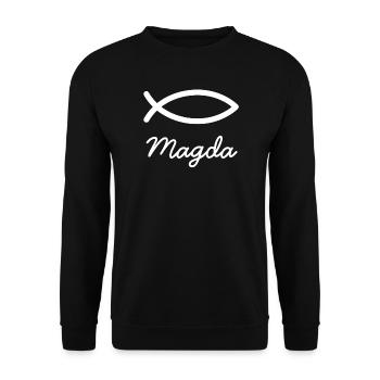 Magda christlicher Name mit M Mädchenname Taufe - Unisex Pullover - Schwarz - Vorne - Alina (178cm) & Michal (187cm)