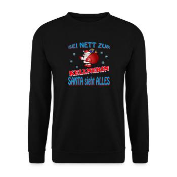 SERVEUSE DU PÈRE NOËL - Sweat-shirt Unisexe - noir - Devant - Alina (178cm) & Michal (187cm)