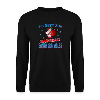PÈRE NOËL BARMAID - Sweat-shirt Unisexe - noir - Devant - Alina (178cm) & Michal (187cm)