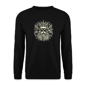 Christmas Santa with a wreath of branches - Unisex Sweatshirt - black - Front - Alina (178cm) & Michal (187cm)