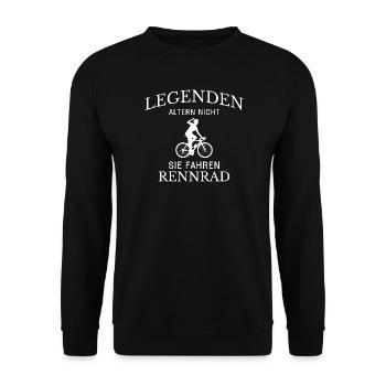 LEGENDEN ALTERN NICHT – SIE FAHREN RENNRAD - Unisex Pullover - Schwarz - Vorne - Alina (178cm) & Michal (187cm)