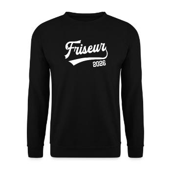 Friseur 2026 Ausbildung Prüfung Meister Azubi - Unisex Pullover - Schwarz - Vorne - Alina (178cm) & Michal (187cm)