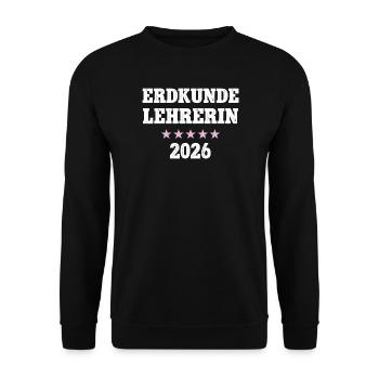 Professeur de géographie 2026 Professeur de géographie École de Géologie - Sweat-shirt Unisexe - noir - Devant - Alina (178cm) & Michal (187cm)