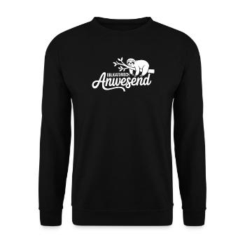 Mandatory Present Sloth Telco Meeting Office - Unisex Sweatshirt - black - Front - Alina (178cm) & Michal (187cm)